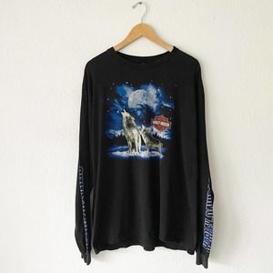 Vintage Harley Davidson Long Sleeve Wolf Tee 6IA